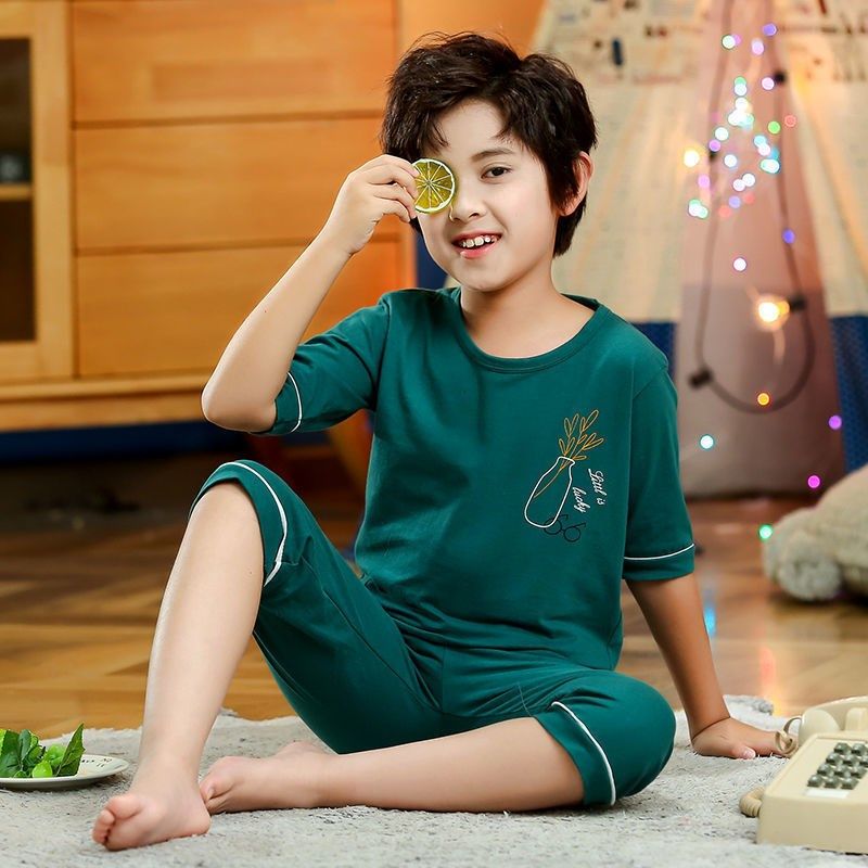 儿童睡衣睡裤套装夏季男孩纯棉薄款空调服男童中大童七分袖家居服,童装/婴儿装/亲子装,家居服套装,淘宝优惠券,粉丝福利购,淘宝优惠卷