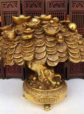 铜摇钱树纯铜发财树摆件八卦金钱树招财树开业树家居办公室装饰品