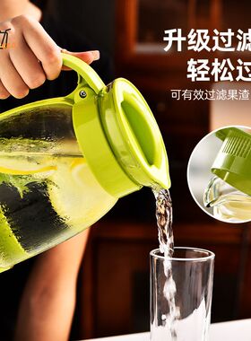 冷水壶大容量玻璃水壶耐高温凉水杯茶壶夏天家用果汁壶泡茶凉水壶