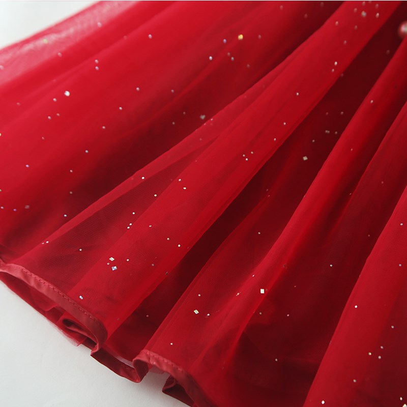 女童背心裙秋冬裙子新款马甲裙儿童连衣裙宝宝红色纱裙洋气公主裙