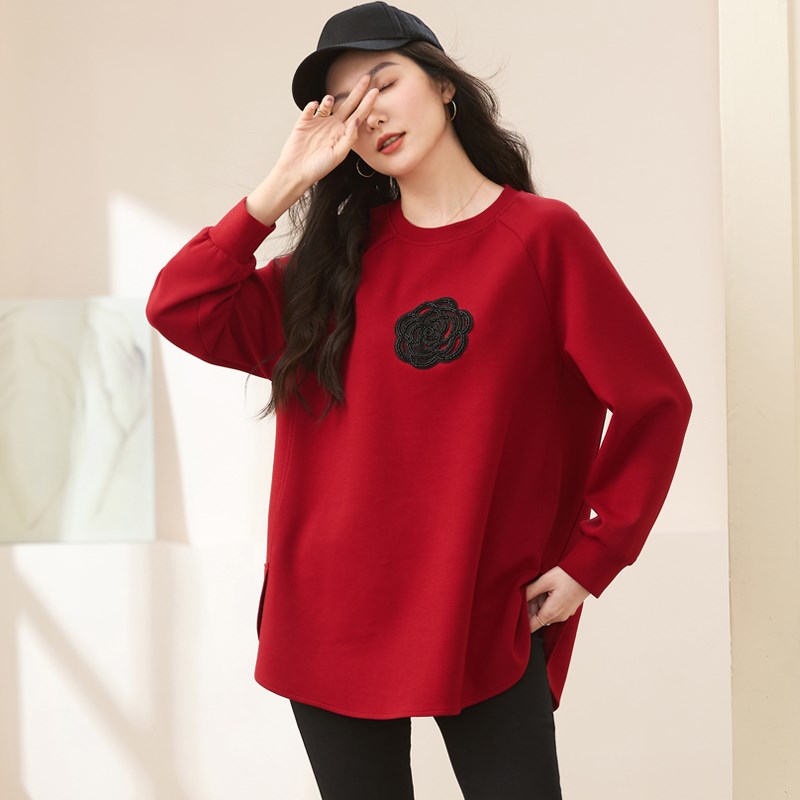 大码女装2024秋装200斤胖mm时尚休闲T恤上衣胖妹妹宽松显瘦打底衫