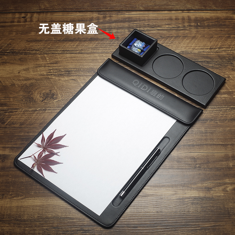 皮革a4会议夹商务会议垫板夹酒店便签夹水杯托套装学生写字垫板桌