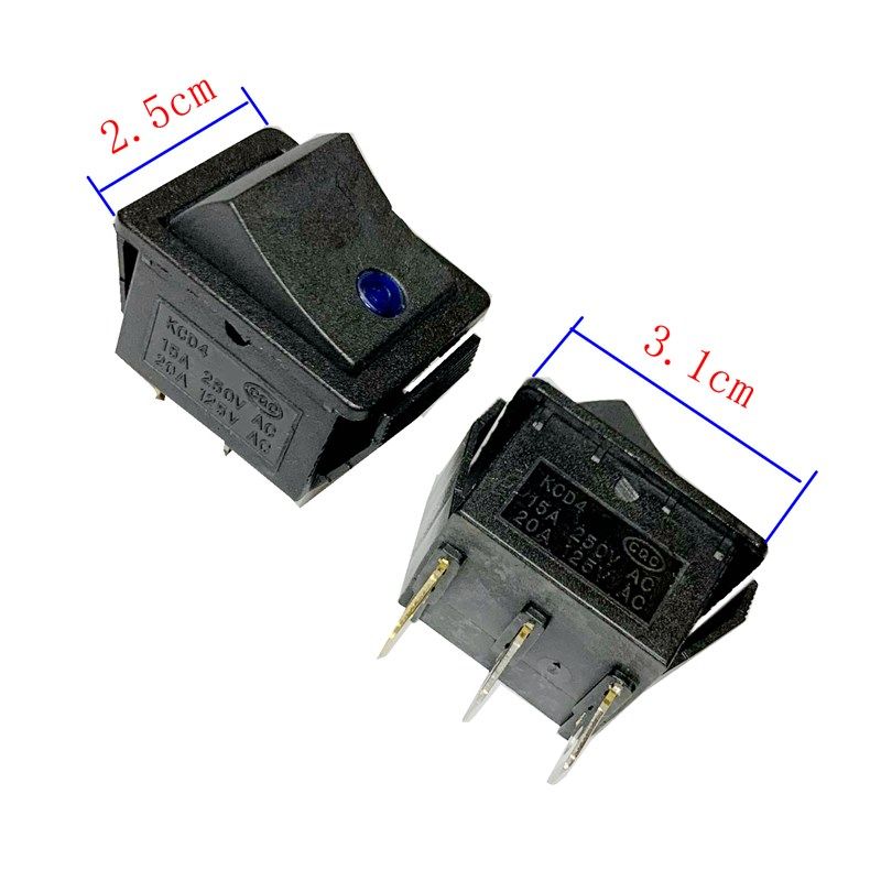 电锅开关多用锅3脚2档摁扭开关灯电热锅炒锅方形开关带灯船型开关