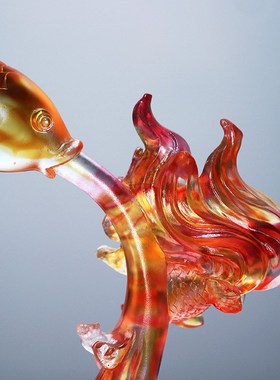 琉璃鱼摆件鸿运丰登居家客厅办公前台桌面摆放乔迁开业商务送礼