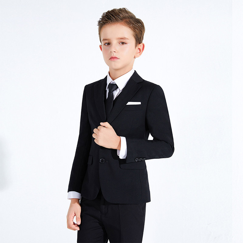 男童礼服黑色儿童西装套装男童钢琴演出服主持人礼服男童比赛表演