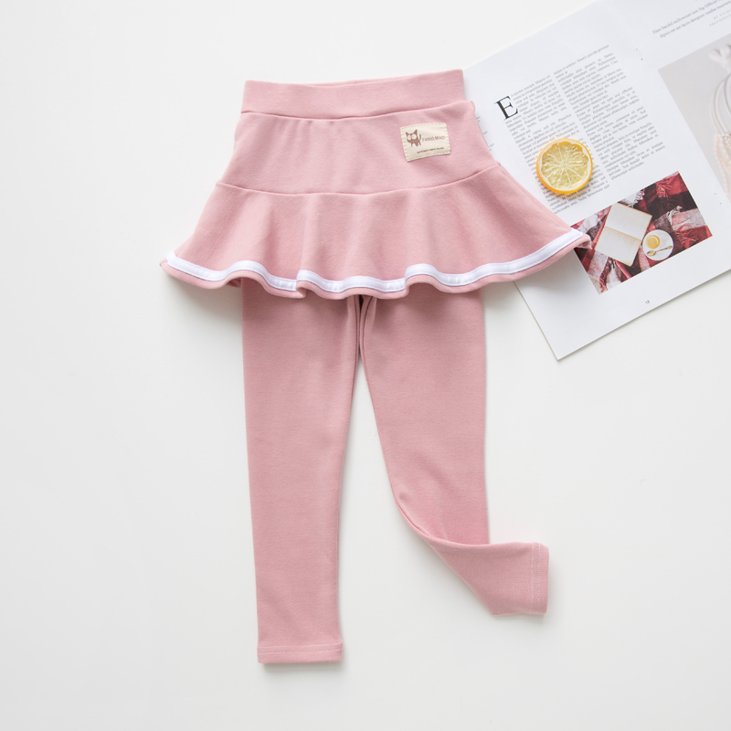 学院风女童裙裤假两件2022春秋学生纯棉短裙小童打底连裤裙荷叶边