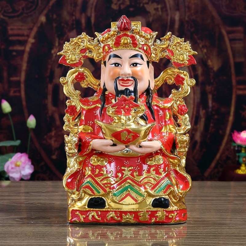 财神爷店铺家用供奉陶瓷文武财神爷关公开业招财摆件佛像套装