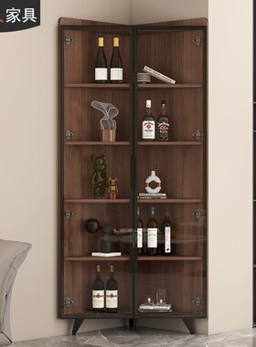 简约转角柜客厅酒柜三角形墙角柜拐角置物架家用角落收纳柜7G218