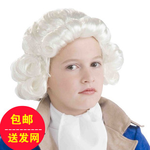 舞台演出表演宫廷假发法官律师头套假发男女成人儿童表演道具假发