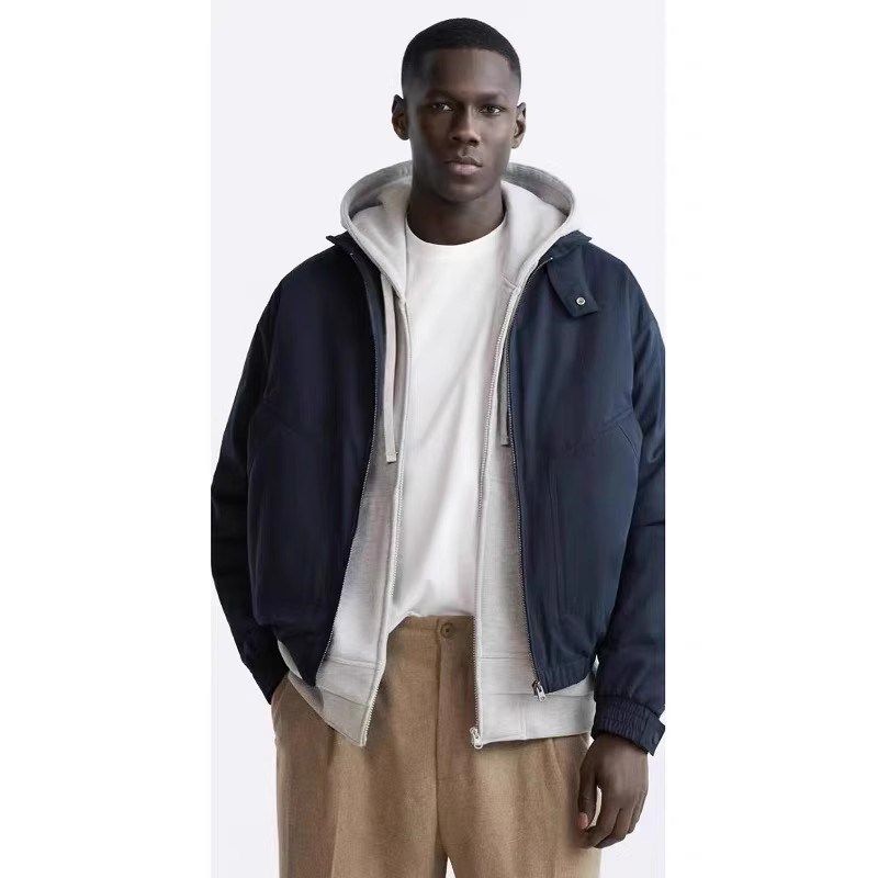 2024秋冬新品男装黑色立领科技面料棉服拉链长袖夹克外套 8281326