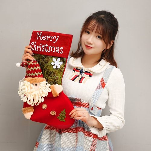 圣诞节装饰品大圣诞袜子礼物袋礼品儿童礼物圣诞树挂饰布圣诞老人