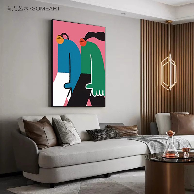 克莱因蓝客厅沙发背景墙装饰画极简卧室壁画蓝色走廊玄关过道挂画