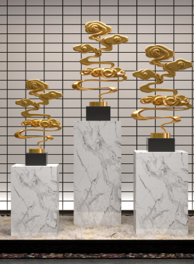 新中式祥云雕塑入户进门玄关落地摆件办公室酒店别墅装饰品客厅柜