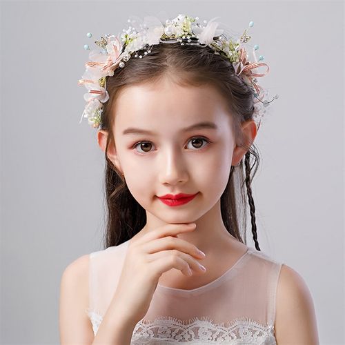 儿童头饰花环女童头花小女孩花童公主汉服皇冠发箍发饰王冠头箍
