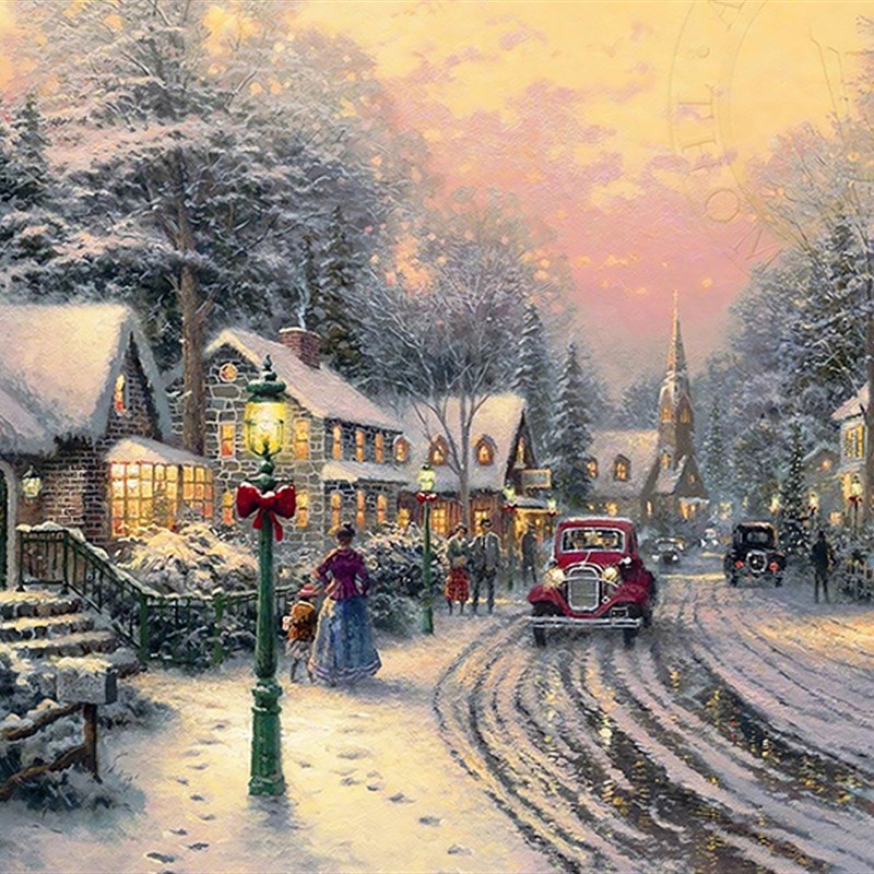 300/500/1000片木质拼图大型成年人减压儿童益智拼块玩具冬日街道