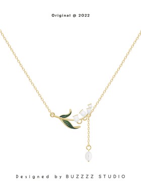 铃兰花朵项链夏季新品绿色森系少女气质百搭锁骨链短链脖子饰品