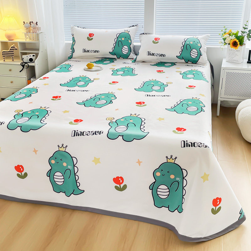 可水洗折叠夏季冰丝床单凉感单件空调软席子卡通被单学生单人宿舍