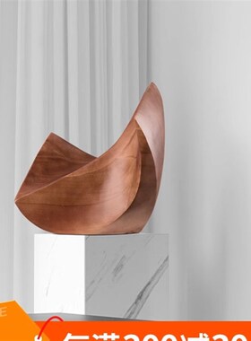 现代雕塑艺术装饰品酒店样板间玄关C桌面摆件样板房抽象木雕工艺
