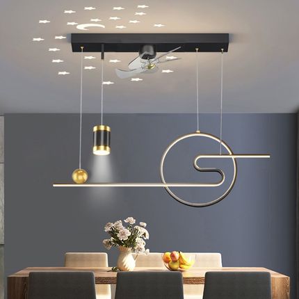 餐厅灯现代简约LED变频直流风扇灯2023新款家用吊扇一体节能灯具
