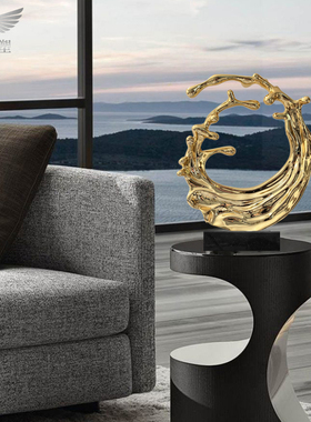 招财水花抽象雕塑玄关装饰品客厅落地摆件样板间软装酒店大堂摆设