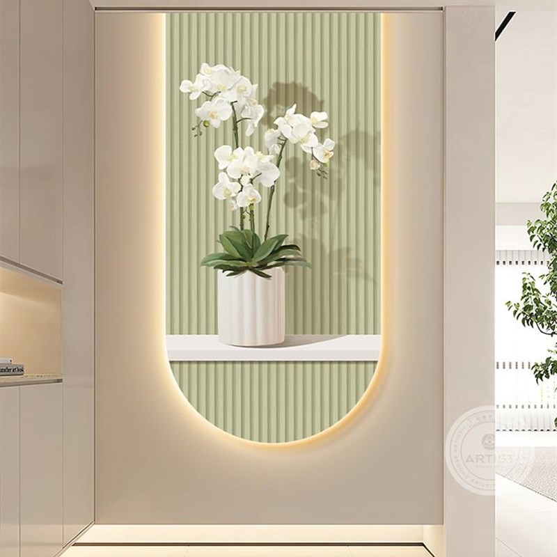 网红奶油风客厅装画北欧is沙发背景墙挂画LED灯发光画入户n玄关壁