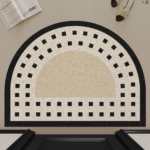 垫半圆玄关地毯丝家用入户门防滑垫子脚垫圈地耐脏进门门口垫黑色
