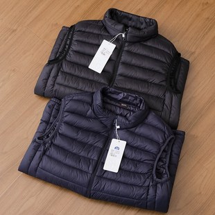 出口HK尾货 秋冬立领保暖休闲棉马甲 拉链口袋分仓绗线充棉男士