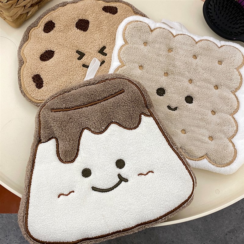 卡通甜品擦手巾挂式吸水可爱厨房卫生间专用儿童擦手毛巾抹手布