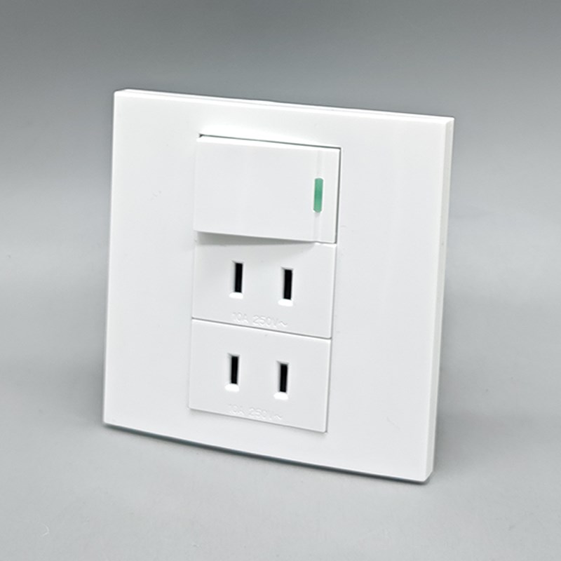 86型三位双控开关单控单开小子二孔电源二插四眼二眼2孔拧螺丝