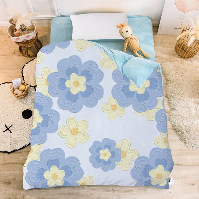 简约小清新田园花卉单品被套冬季水晶绒蓄热保暖单人单件学生被罩
