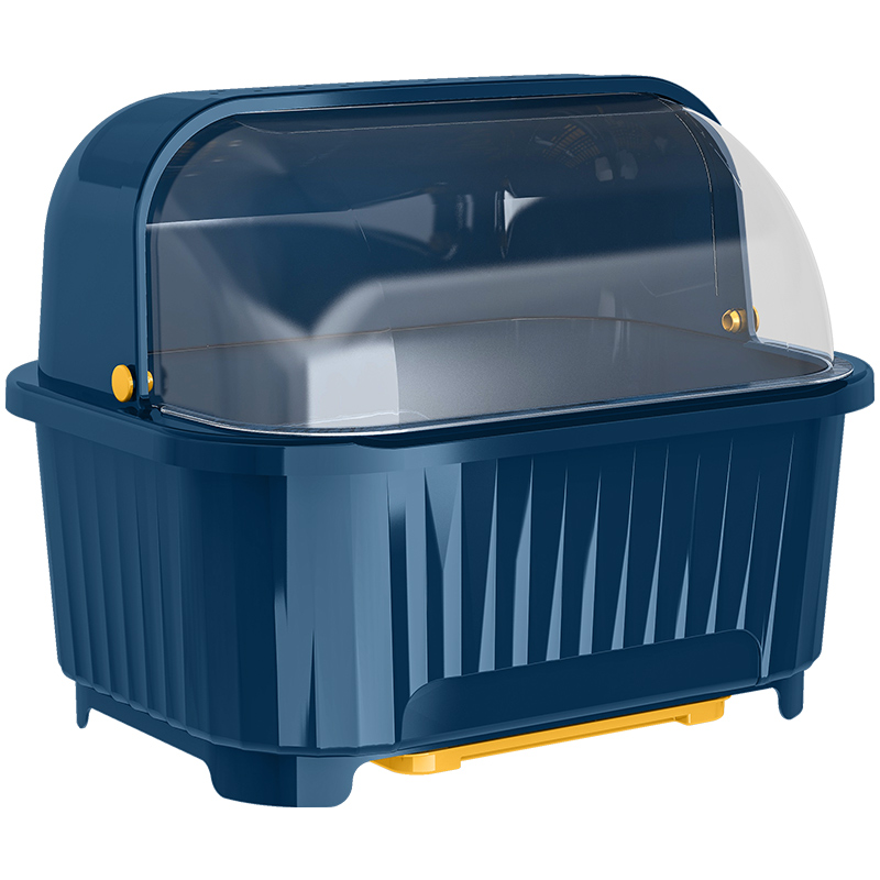 厨房碗筷收纳盒沥水带翻盖放碗盘碟置物架家用塑料碗碟收纳层架碗