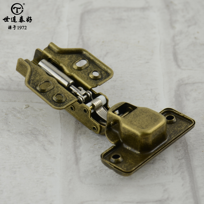 世连泰好铰链家具衣橱柜门五金古铜飞机弹簧合页折叠阻尼液压缓冲