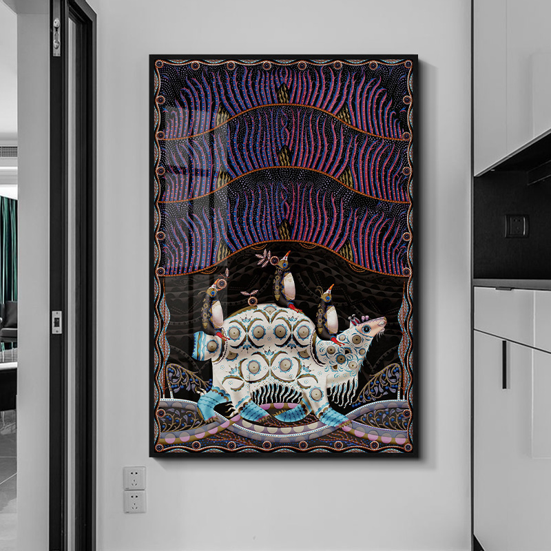 梦幻儿童房装饰画高端镶钻晶瓷画动物卡通特色挂画洗手间时尚壁画图片