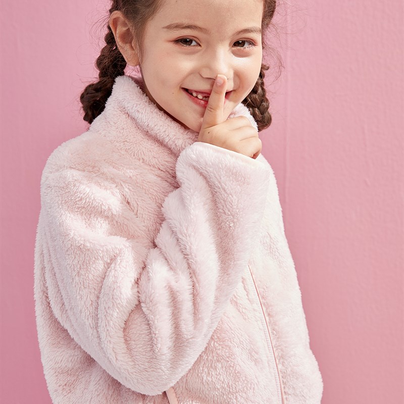 优衣秋冬童装男童女童长绒摇粒绒抓绒衣外套羊羔绒珊瑚绒开衫卫衣