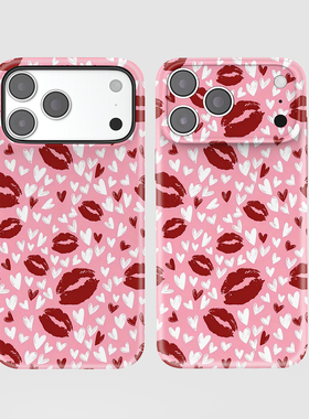 爱心唇纹手机壳适用iPhone17ProMax苹果17Ari系列16Plus精孔15菲林14新款13亮面12软壳磨砂11全包按键二合一