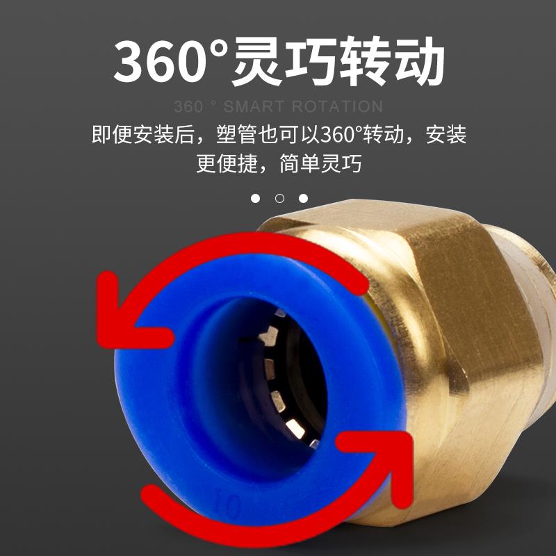 气管气动快速接头外螺纹气动直通快插管接头配件SPC4-M5 SPL8-02