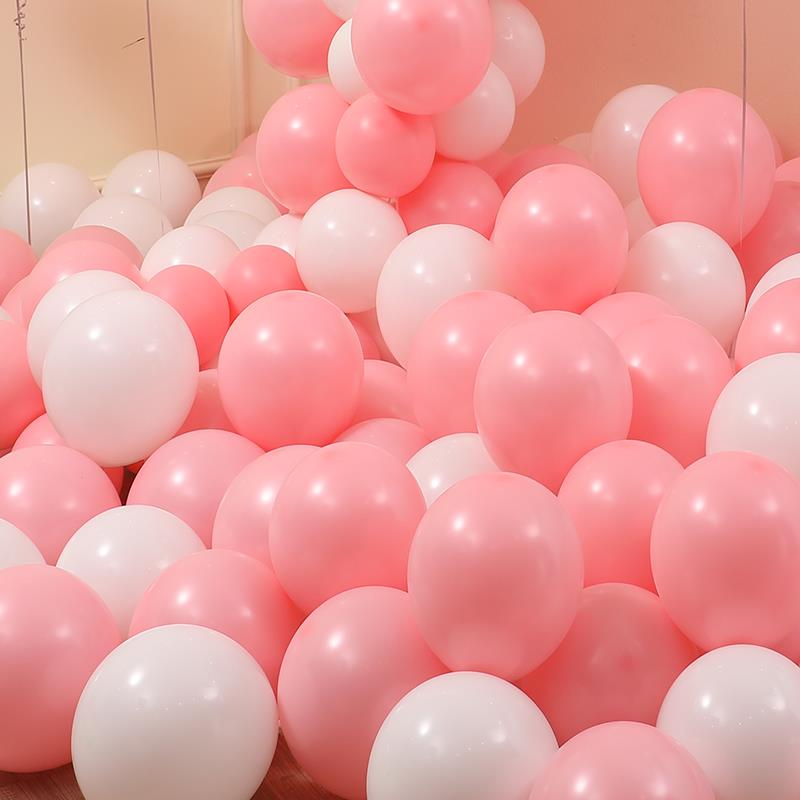 梦幻马卡龙气球高端粉白色生日安排儿童无毒一年级派对现场装饰