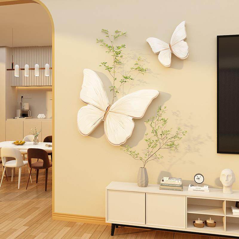 奶油风适合电视机背景大白墙的装饰画挂件2025新款客厅改造贴自粘