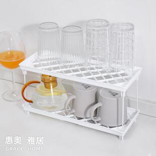 桌面小型置物架迷你收纳架厨房二层架子镂空塑料折叠柜子里分层架