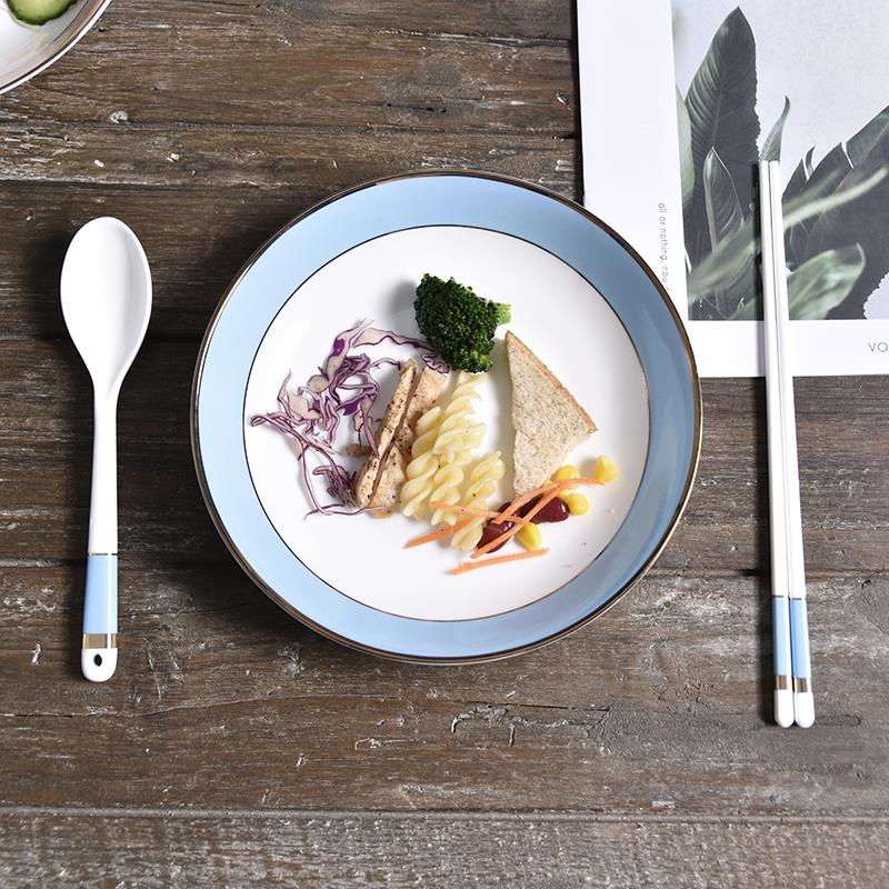 筷子勺子套装陶瓷高颜值学生上班族可爱ins网红便携餐具三件套