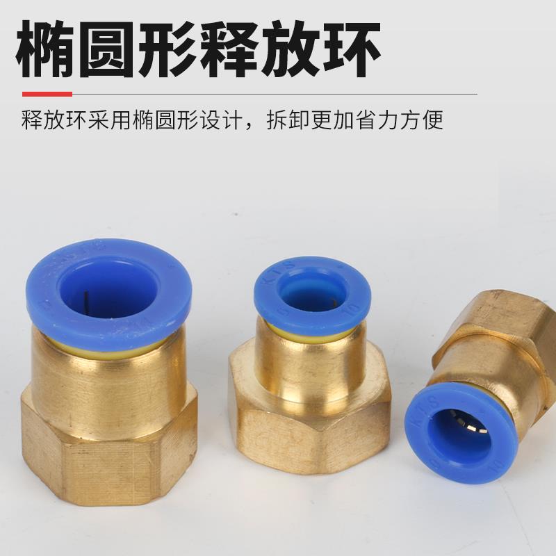 气动快速接头PCF快拧接头内螺纹直通气管快插PCF6-01/8-02/10-03