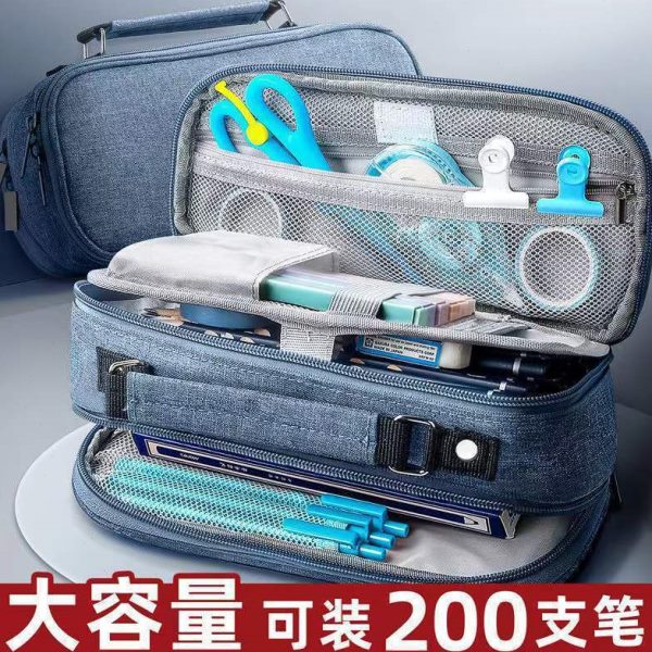 笔袋小学生色笔袋大容量男女多层初中简约小学铅笔袋耐脏文具盒
