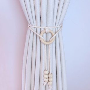 饰窗帘固定绳子 森林系窗帘绑绳扎束带奶油风挂球绑带棉扎绳流苏装