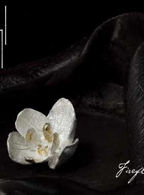 Fireflies 手工珐琅贴金蝴蝶兰小耳钉925银 原创设计mini Orchid