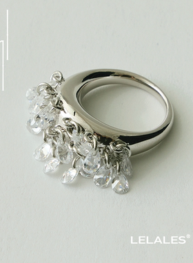LELALES桑丘 小众设计师 雨松满圈白钻戒指情侣 董洁同款