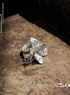 cheng 白色鸢尾花戒指 原创设计925银戒指仙女氛围感小众