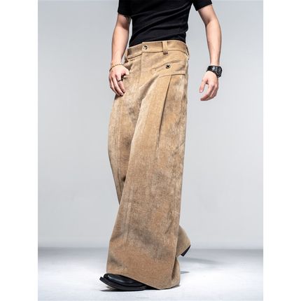 DBW 高级感西服套装男秋冬休闲西装夹克垫肩外套丝绒阔腿裤两件套