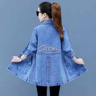春秋款牛仔外套女2023新款中长版修身显瘦牛仔衣爆款风衣女装夹克