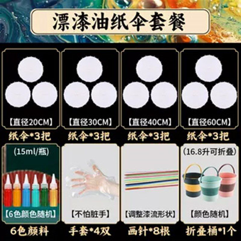 国潮非遗漂漆油纸伞手工材料包儿童手绘古风空白油伞涂鸦diy制作图片