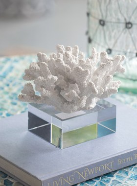 白色珊瑚现代轻奢入户玄关装饰品样板间客厅桌面酒柜装饰品摆件